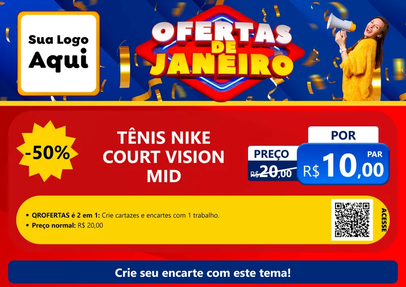 Modelo de Cartaz para Cartaz A4 Horizontal com o tema Ofertas de Janeiro para Calçados