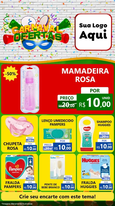 Modelo de Rede Social para Stories com o tema Carnaval de Ofertas para Bebês