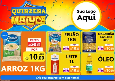 Modelo de Encarte para Encarte A4 Horizontal com o tema Quinzena Maluca para Supermercado