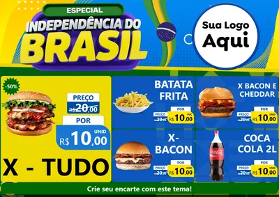 Modelo de Encarte para Encarte A4 Horizontal com o tema Especial Independência do Brasil para Hamburgueria