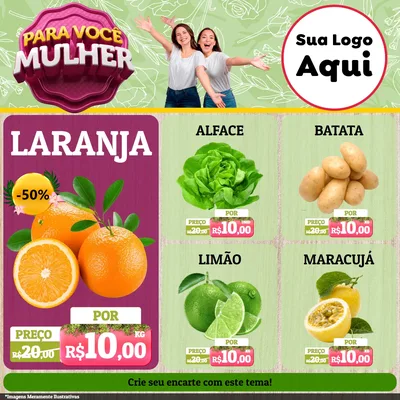 Modelo de Rede Social para Feed Facebook com o tema Para Você Mulher para Hortifrúti
