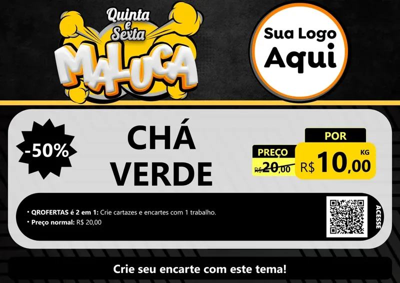 Modelo de Cartaz para Cartaz A4 Horizontal com o tema Quinta e Sexta Maluca para Produtos Naturais