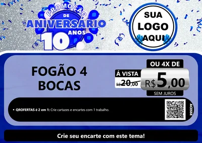 Modelo de Cartaz para Cartaz A4 Horizontal com o tema Promoção de Aniversário - 10 Anos para Móveis e Eletro