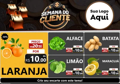 Modelo de Encarte para Encarte A4 Horizontal com o tema Semana do Cliente para Hortifrúti