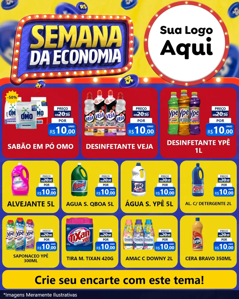 Modelo de Rede Social para Feed Instagram com o tema Semana da Economia para Produtos de Limpeza