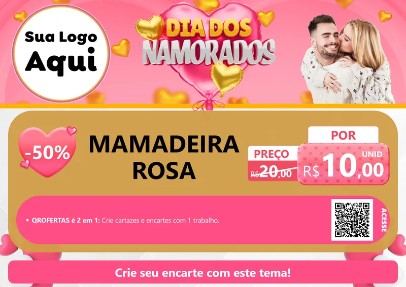 Modelo de Cartaz para Cartaz A4 Horizontal com o tema Dia dos Namorados para Bebês