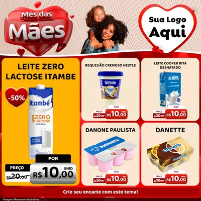 Modelo de Rede Social para Feed Facebook com o tema Mês das Mães para Frios e Laticínios