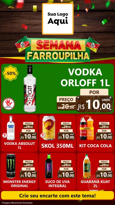 Modelo de Rede Social para Stories com o tema Semana Farroupilha para Distribuidora de bebidas