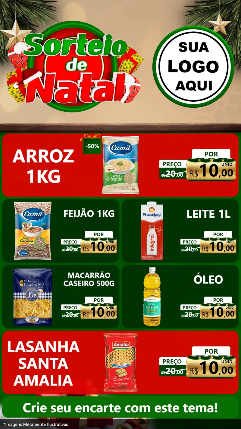 Modelo de TV para TV Vertical com o tema Sorteio de Natal para Supermercado