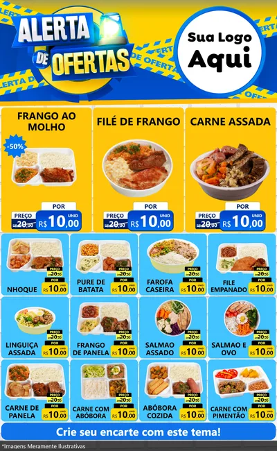 Modelo de Encarte para Encarte Grande com o tema Alerta de Ofertas para Restaurante