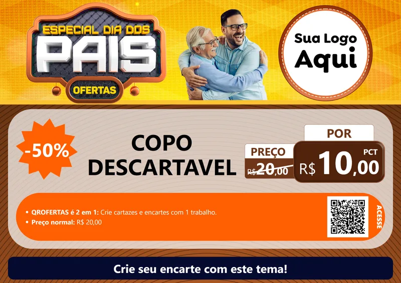 Modelo de Cartaz para Cartaz A4 Horizontal com o tema Especial Dia dos Pais para Embalagens