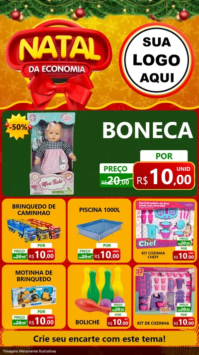 Modelo de Rede Social para Stories com o tema Natal da Economia para Brinquedos