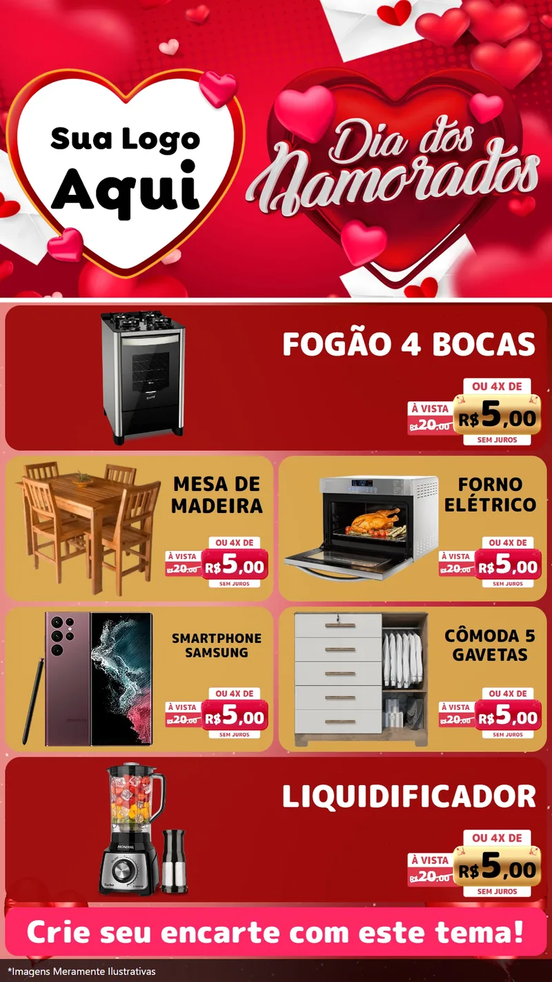 Modelo de TV para TV Vertical com o tema Dia Dos Namorados para Móveis e Eletro