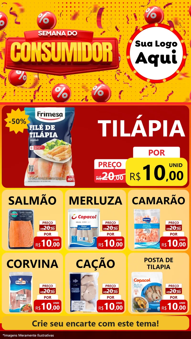 Modelo de Rede Social para Stories com o tema Semana do Consumidor para Peixaria