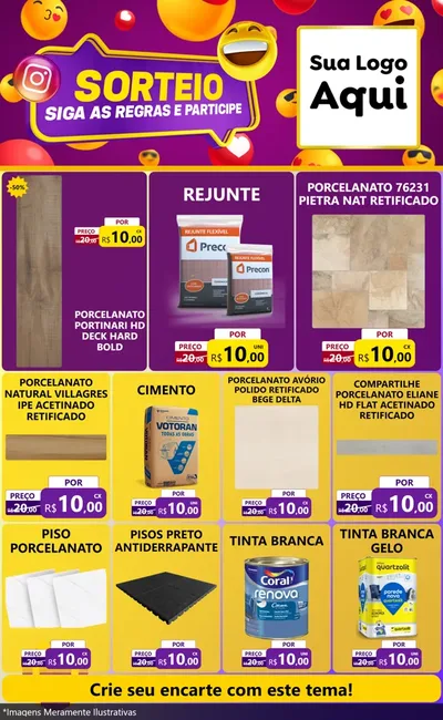 Modelo de Encarte para Encarte Grande com o tema Sorteio para Pisos e revestimentos