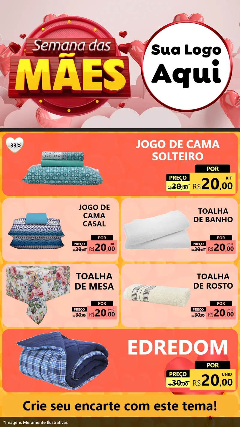 Modelo de TV para TV Vertical com o tema Semana das Mães para Cama, Mesa e Banho