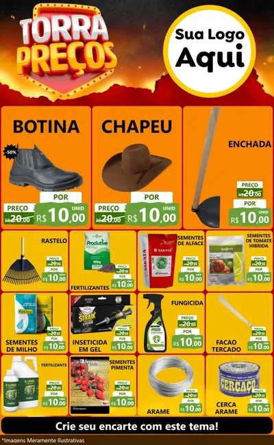 Modelo de Encarte para Encarte Grande com o tema Torra Preços para Agropecuária