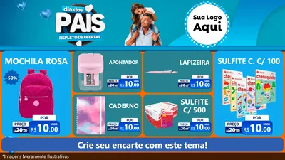 Modelo de TV para TV Horizontal com o tema Dia Dos Pais Repleto de Ofertas para Papelaria