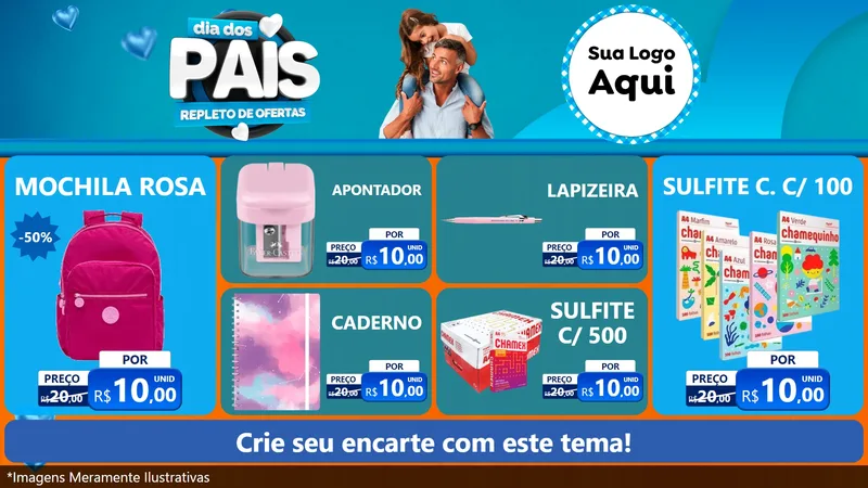 Modelo de TV para TV Horizontal com o tema Dia Dos Pais Repleto de Ofertas para Papelaria