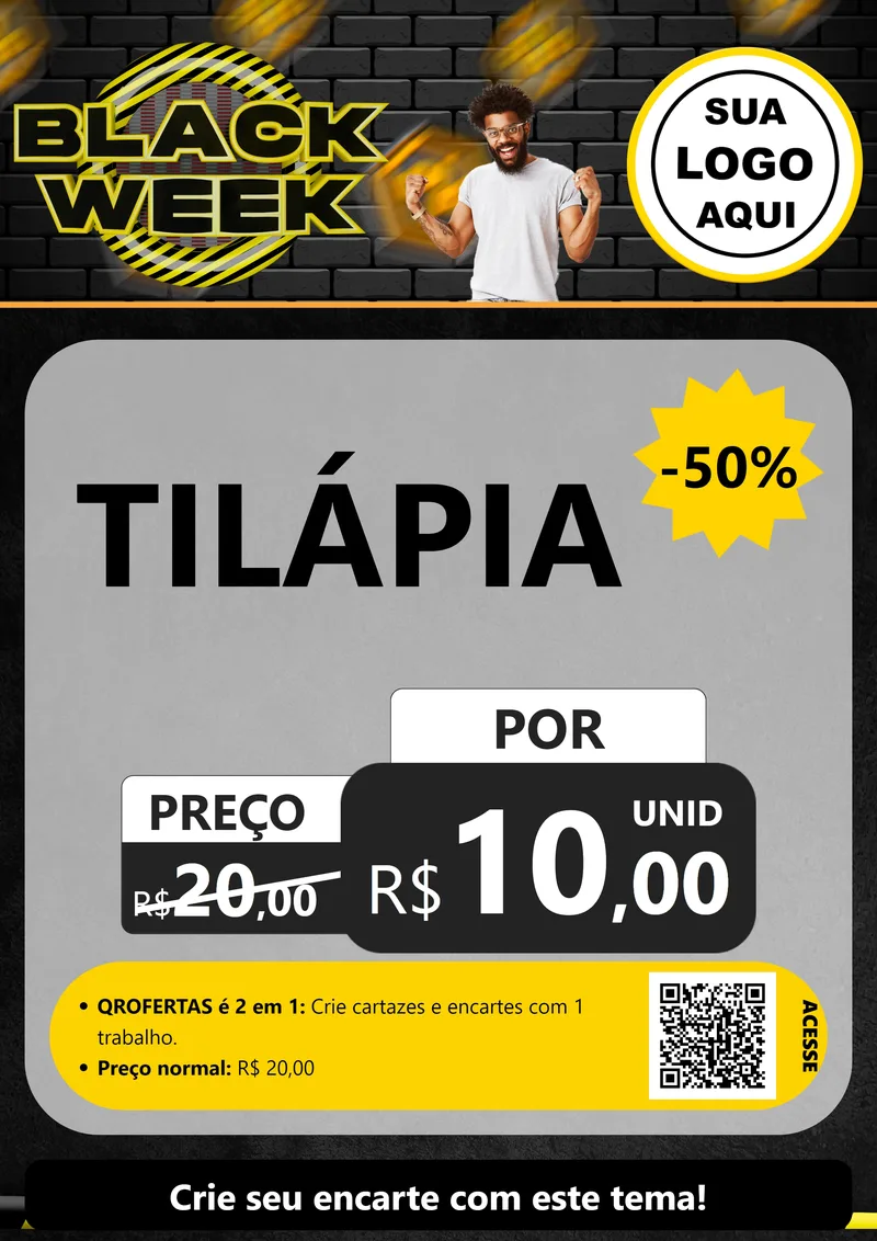 Modelo de Cartaz para Cartaz A4 Vertical com o tema Black Week para Peixaria