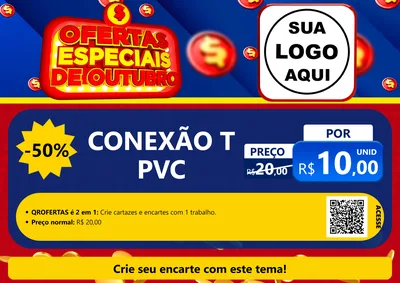 Modelo de Cartaz para Cartaz A4 Horizontal com o tema Ofertas Especiais de Outubro para Tubos e conexões