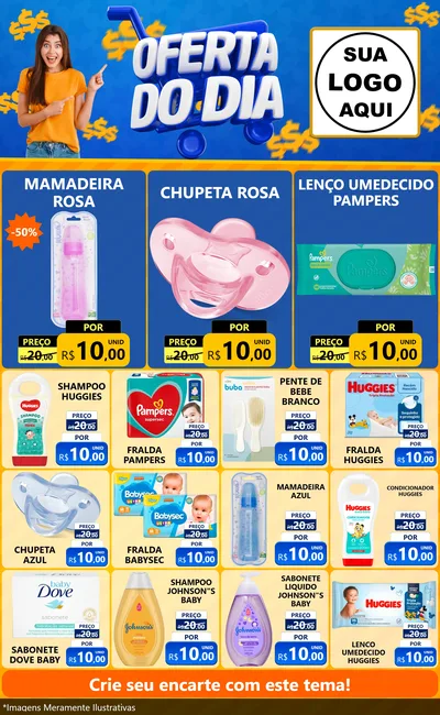 Modelo de Encarte para Encarte Grande com o tema Oferta do Dia para Bebês