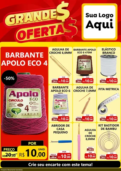 Modelo de Encarte para Encarte A4 Vertical com o tema Grandes Ofertas para Armarinho e Aviamentos