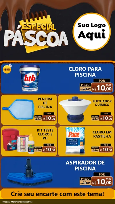 Modelo de TV para TV Vertical com o tema Especial Páscoa para Produtos para Piscina