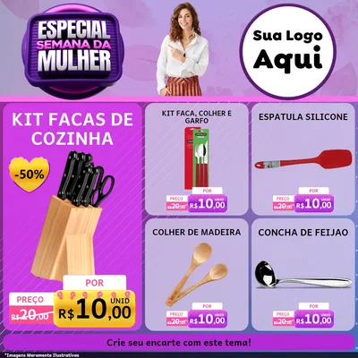 Modelo de Rede Social para Feed Facebook com o tema Especial Semana da Mulher para Utilidades Domésticas