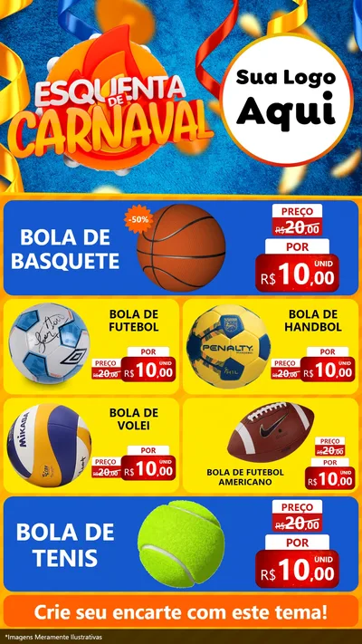 Modelo de TV para TV Vertical com o tema Esquenta de Carnaval para Artigos Esportivos