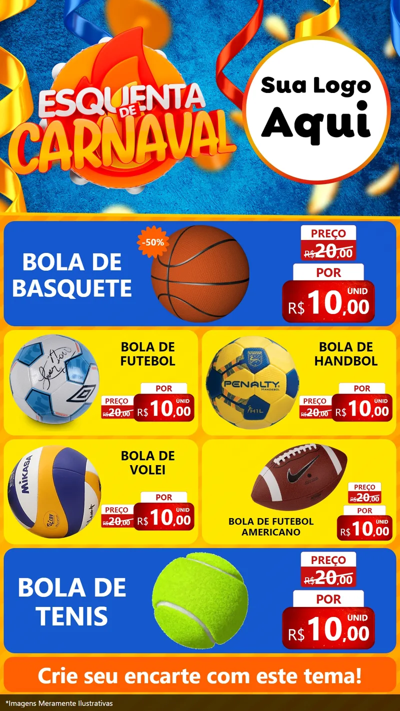 Modelo de TV para TV Vertical com o tema Esquenta de Carnaval para Artigos Esportivos