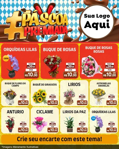 Modelo de Rede Social para Feed Instagram com o tema Páscoa Premiada para Floricultura e jardim