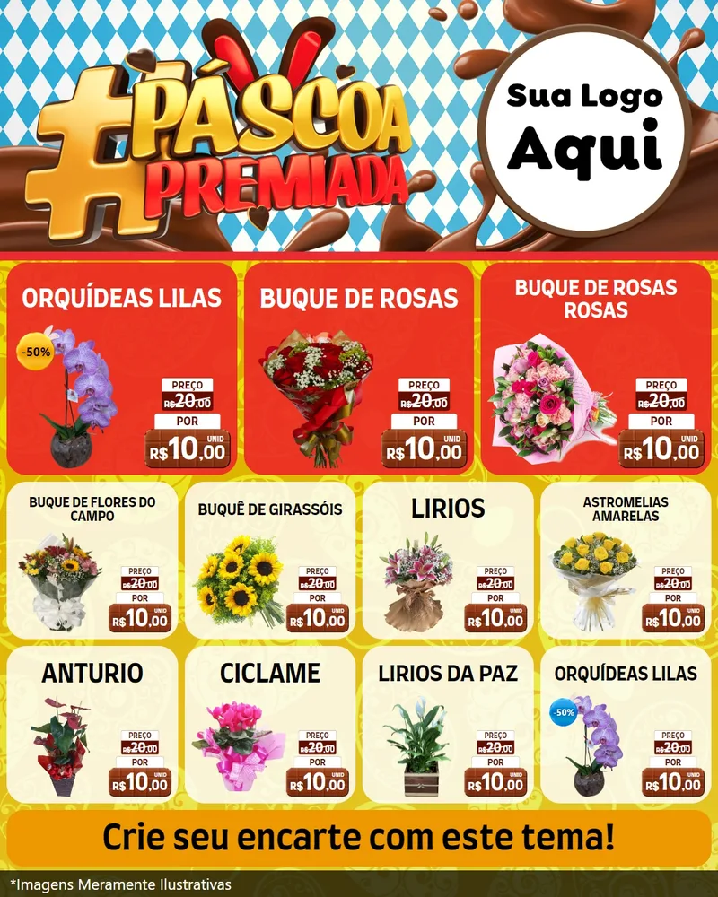 Modelo de Rede Social para Feed Instagram com o tema Páscoa Premiada para Floricultura e jardim