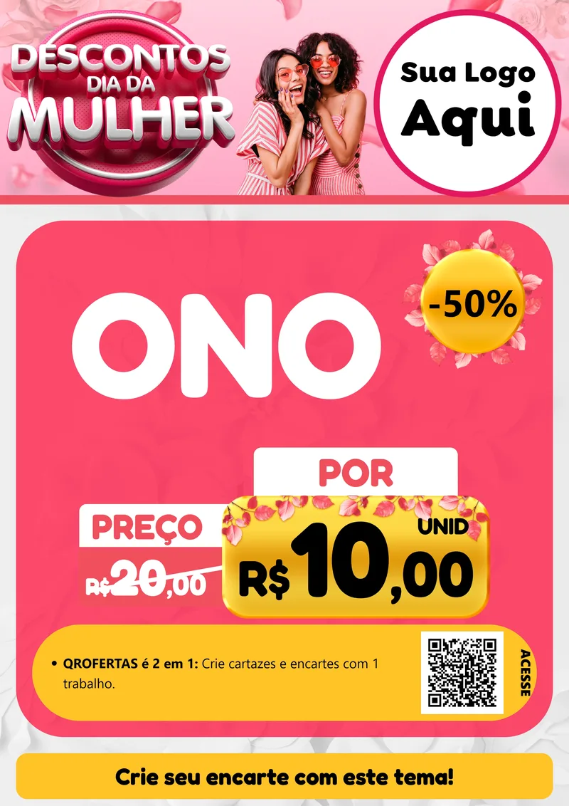 Modelo de Cartaz para Cartaz A4 Vertical com o tema Descontos Dia da Mulher para Óticas