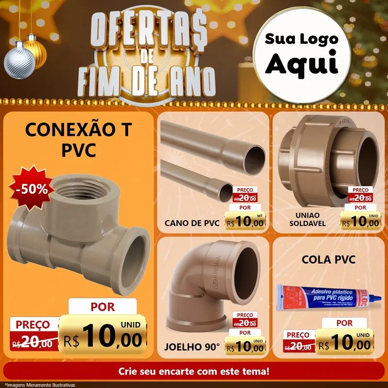 Modelo de Rede Social para Feed Facebook com o tema Ofertas de Fim de Ano para Tubos e conexões