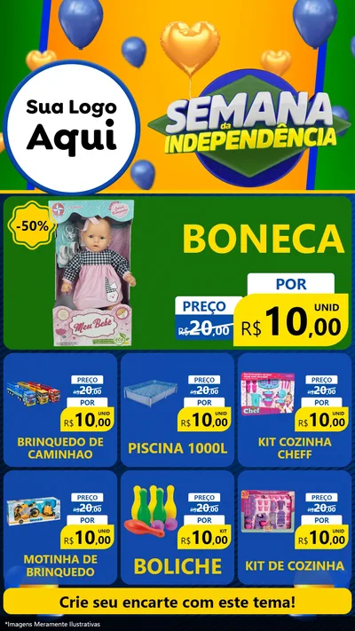 Modelo de Rede Social para Stories com o tema Semana da Independência para Brinquedos