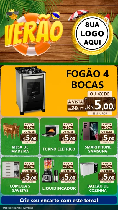Modelo de Rede Social para Stories com o tema Verão para Móveis e Eletro