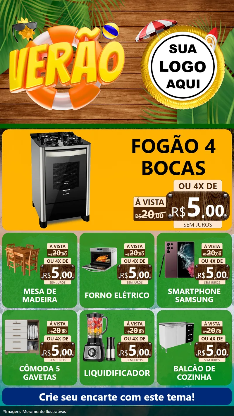 Modelo de Rede Social para Stories com o tema Verão para Móveis e Eletro