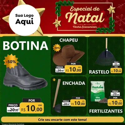 Modelo de Rede Social para Feed Facebook com o tema Especial de Natal para Agropecuária
