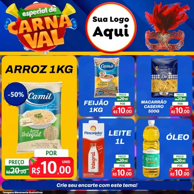 Modelo de Rede Social para Feed Facebook com o tema Especial de Carnaval para Supermercado