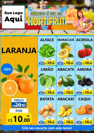 Modelo de Encarte para Encarte A4 Vertical com o tema Sábado É Dia de Hortifruti para Hortifrúti