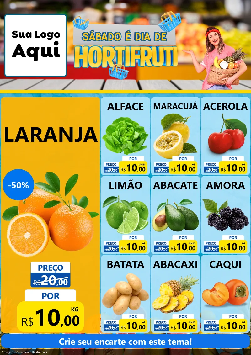 Modelo de Encarte para Encarte A4 Vertical com o tema Sábado É Dia de Hortifruti para Hortifrúti