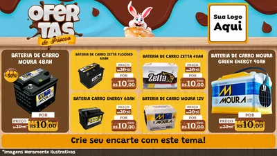 Modelo de TV para TV Horizontal com o tema Ofertas de Páscoa para Baterias Elétricas