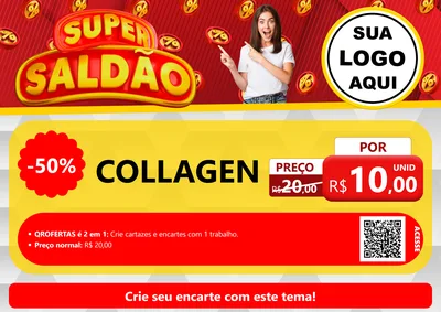 Modelo de Cartaz para Cartaz A4 Horizontal com o tema Super Saldão para Suplementos alimentares