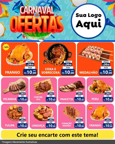 Modelo de Rede Social para Feed Instagram com o tema Carnaval de Ofertas para Assados