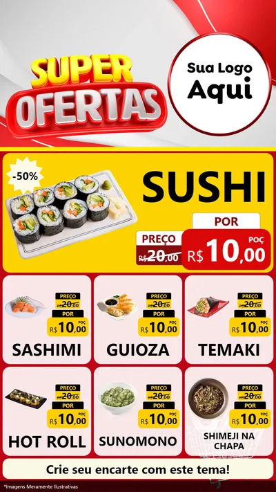 Modelo de Rede Social para Stories com o tema Super Ofertas para Comida japonesa