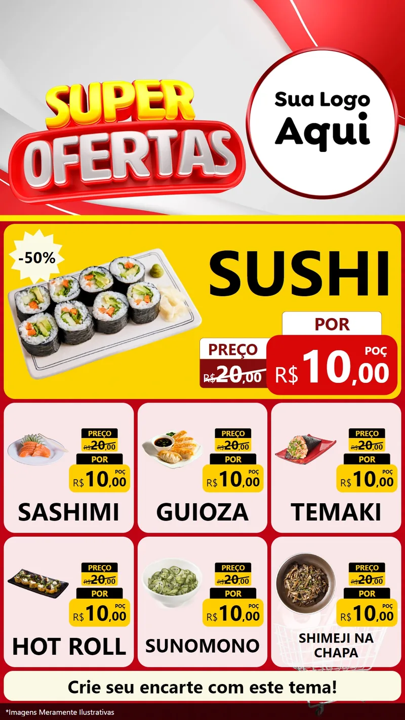 Modelo de Rede Social para Stories com o tema Super Ofertas para Comida japonesa