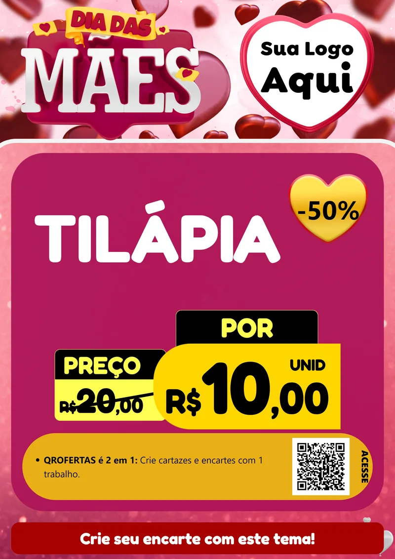 Modelo de Cartaz para Cartaz A4 Vertical com o tema Dia Das Mães para Peixaria