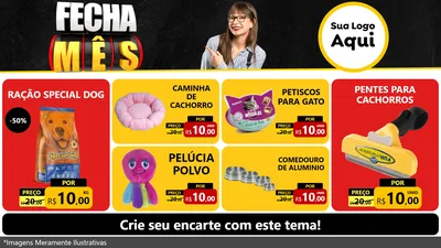 Modelo de TV para TV Horizontal com o tema Fecha Mês para Pet Shop