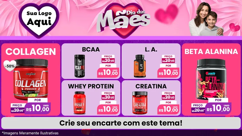 Modelo de TV para TV Horizontal com o tema Dia das Mães para Suplementos alimentares